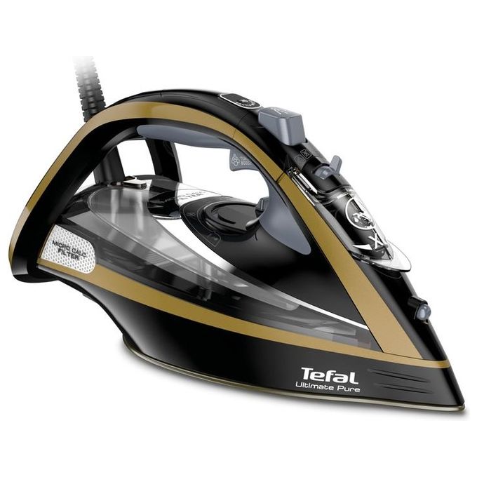 Tefal FV9865E0 ferro da stiro Ferro da stiro a secco e a vapore Piastra Durilium Autoclean 3000 W Nero, Oro