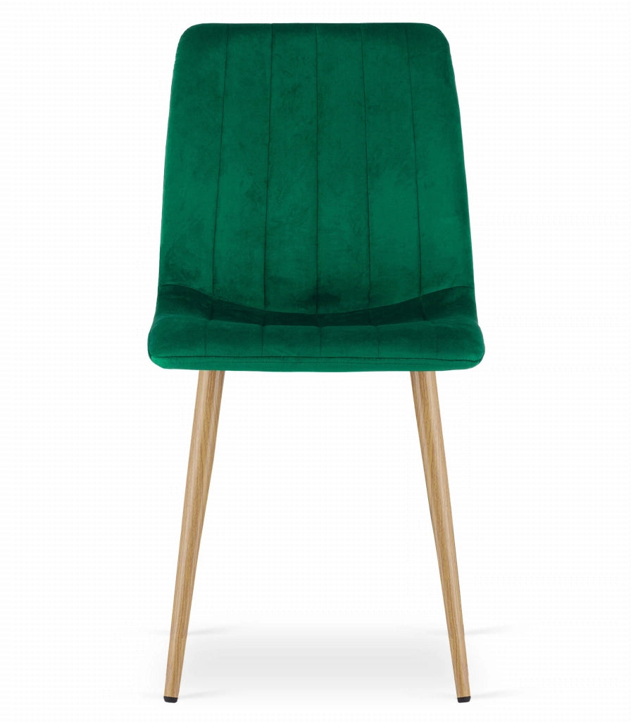 Sedia VALORA JEWA - Velluto verde scuro con gambe color legno x 2