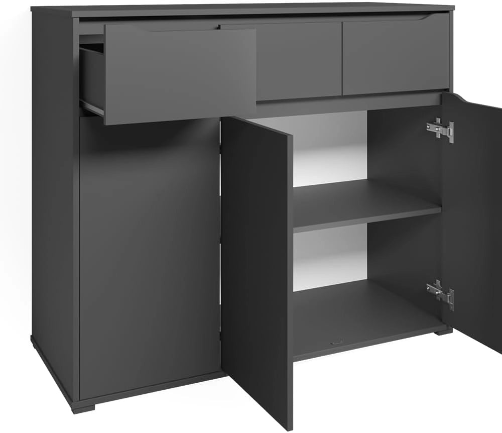 Cassettiera per camera da letto Ruben, Antracite, 48 x 101.6 cm, per riporre abiti e oggetti di uso quotidiano