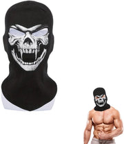 Maschera da Halloween Realistica - Cappuccio Imbottito - Nero/Bianco - Dimensione Media - Resistente al Vento - Faccia Protettiva Duratura e Comoda