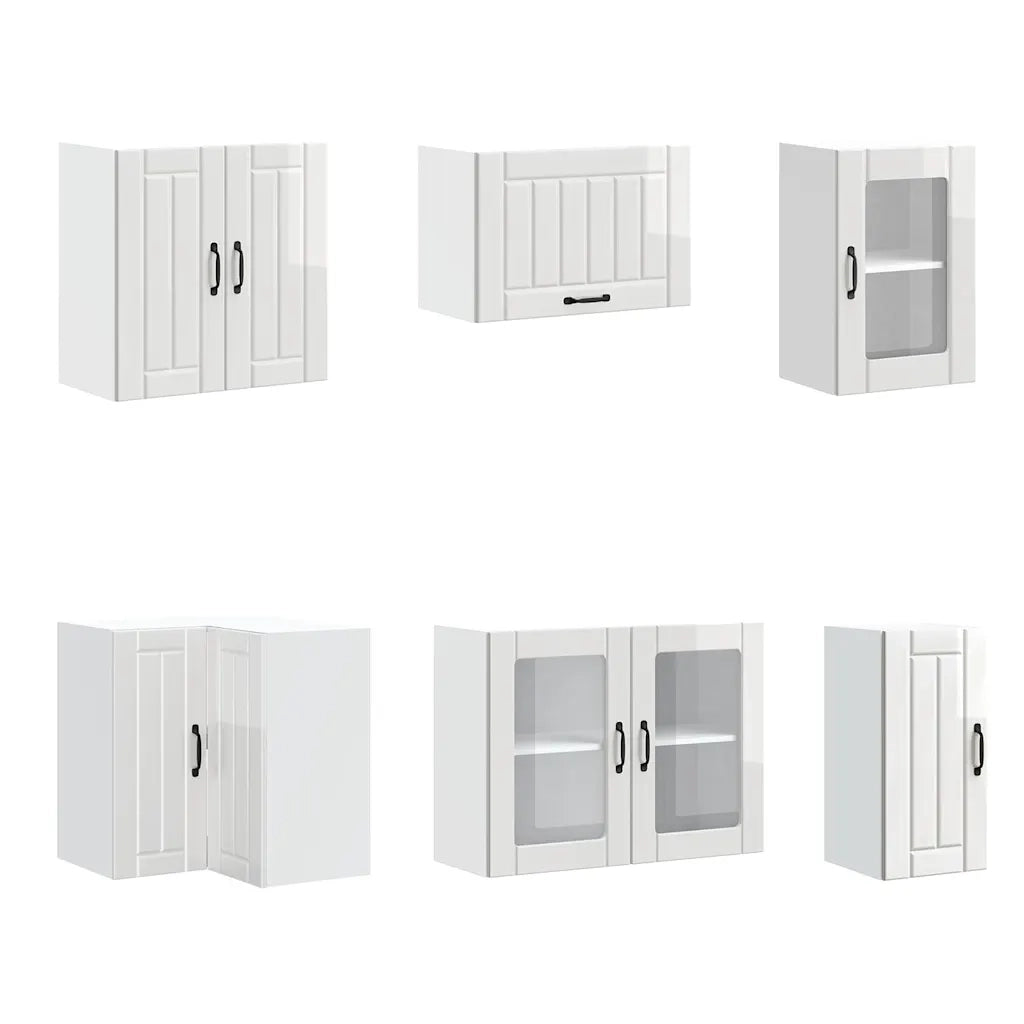 Set Mobili da Cucina 11 pz Lucca Bianchi Lucido in Truciolato 3314893