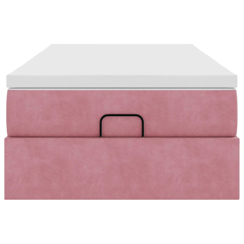 Struttura Letto Pouf con Materasso Rosa 100x200 cm Velluto 3311170