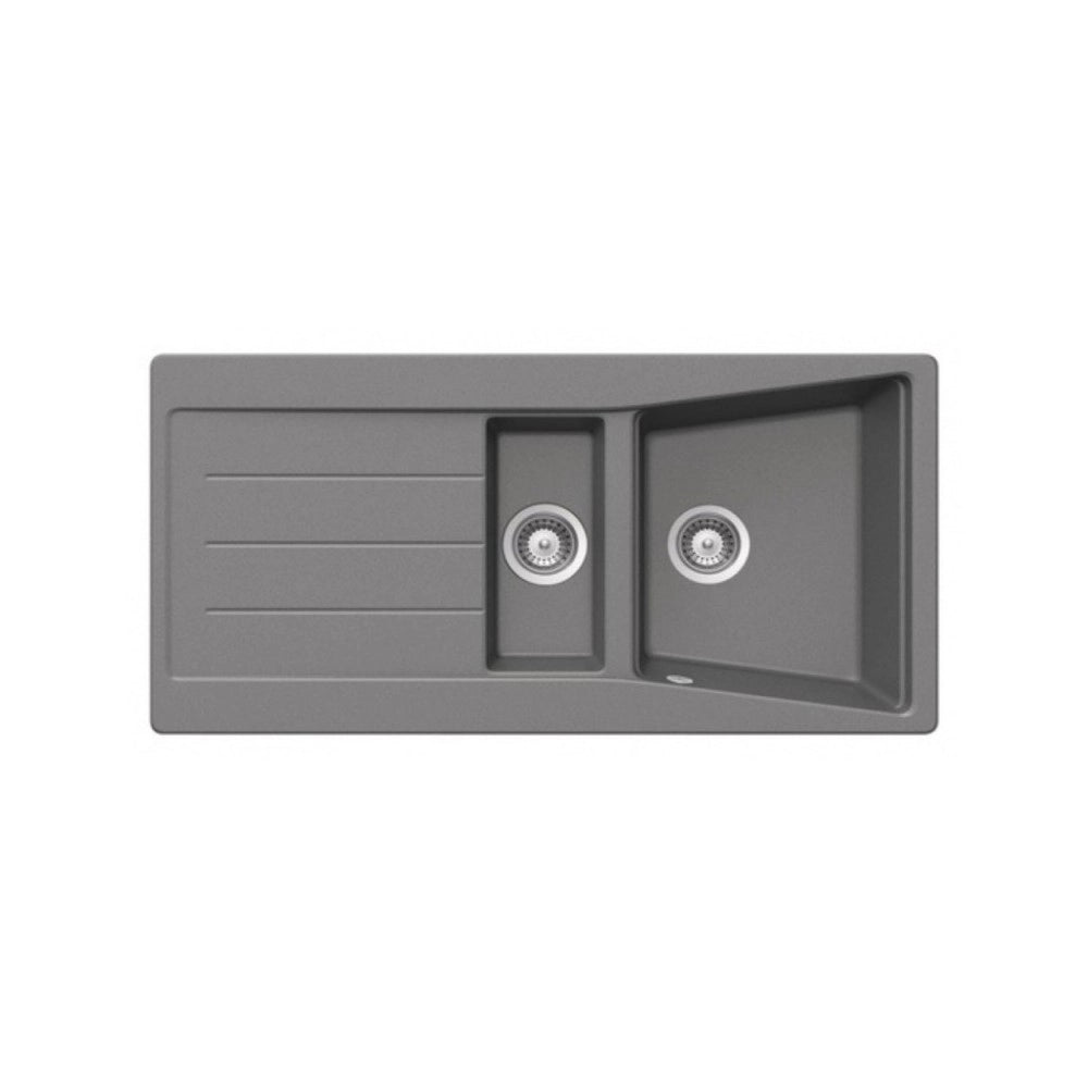 Lavello incasso 2 vasche e gocciolatoio reversibile 100x50 Smeg LS102T titanio