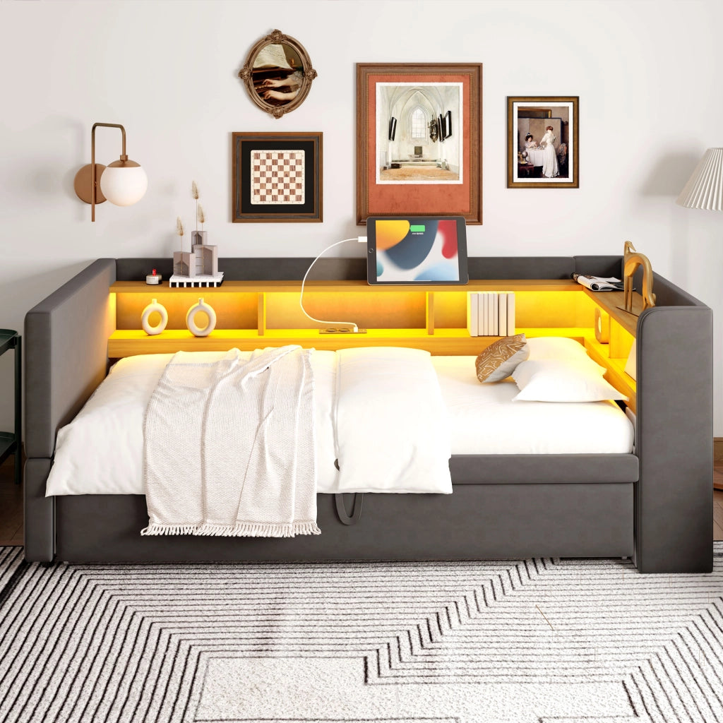 Letto divano estraibile flanella 90/180x190 cm