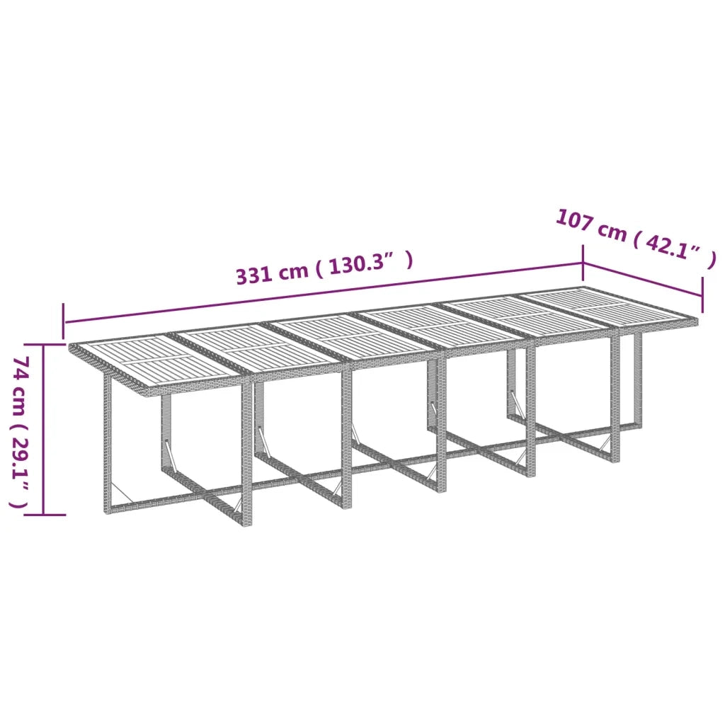 Set da Pranzo per Giardino 17 pz con Cuscini in Polyrattan Nero 3095628