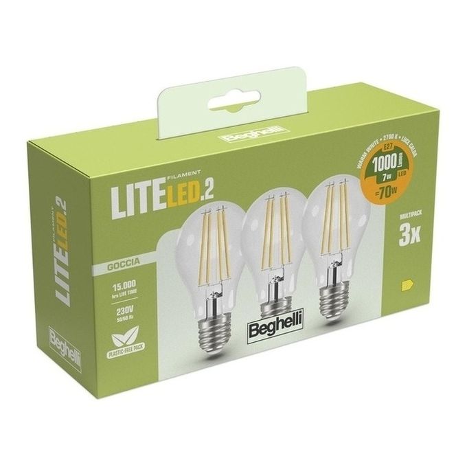 Beghelli 58120 lampada LED Bianco caldo 2700 K 7 W E27 D