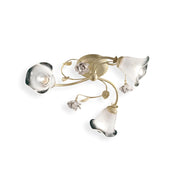 Plafoniera Classica Siena Metallo E Ceramica Bianco Sfumato Oro 3 Luci E14