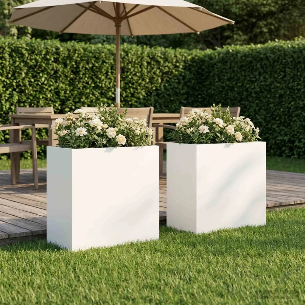 Vaso da giardino 2 pz Bianco 50 x 30 x 40 cm 8005515
