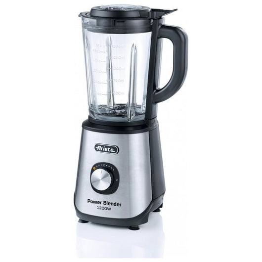 Ariete 579 Power Blender 1200W, Frullatore, 1200W, 4 lame in acciaio inox, 2 velocità + Funzione Pulse, Capacità 1,5 L, Piedini antiscivolo, Coperchio superiore, Metal