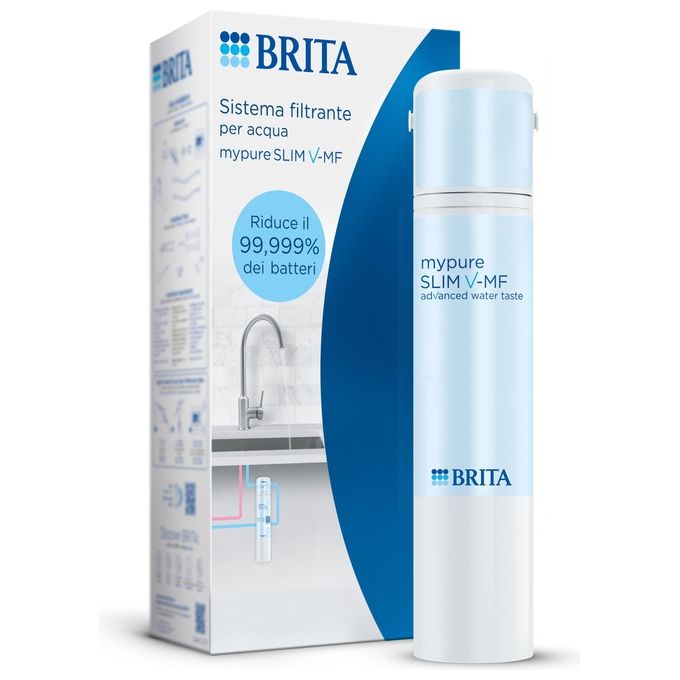 Brita Sistema filtrante mypure SLIM V-MF incl. 1x filtro (8000L) - sistema sottolavello per il tuo rubinetto per acqua buona e priva di batteri al 99,999%