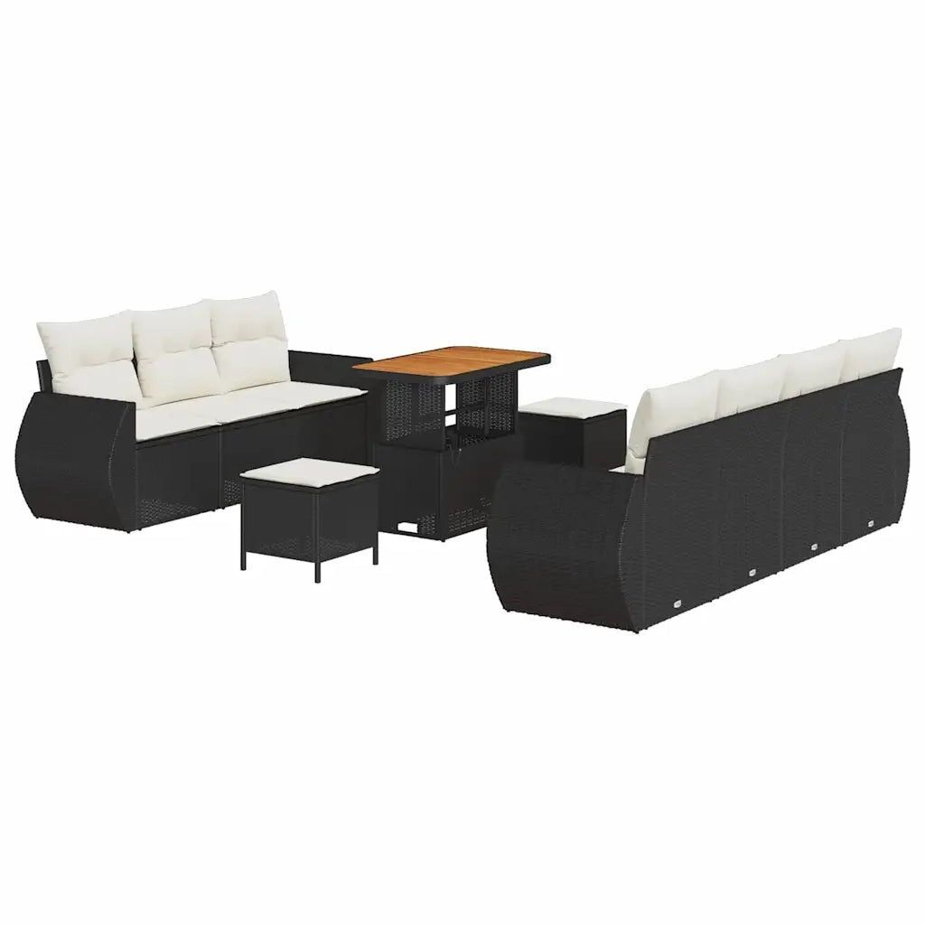 Set Divano da Giardino 10 pcs Nero e Crema polyrattan 3363790