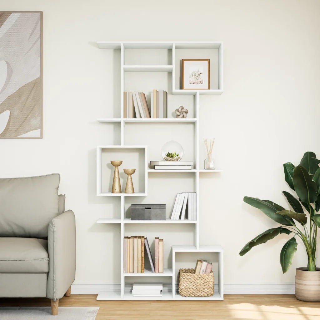 Libreria-Scaffale per Libri-Mobile di Stoccaggio Bianca 92x29x188 cm in Legno Multistrato