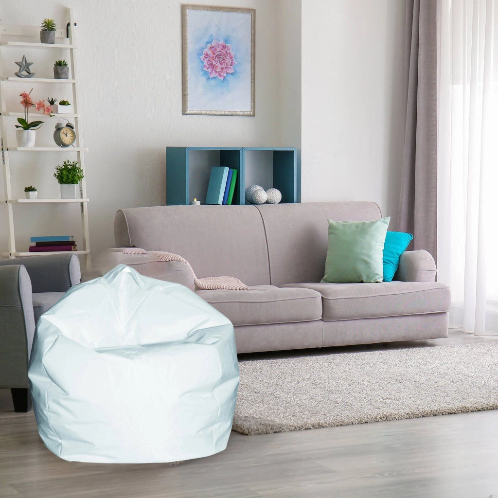 Pouf a sacco Ascia, colore bianco, Misure 65 x 50 x 65 cm