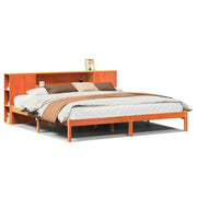 Letto matrimoniale | Letto per adulti | Letto Libreria senza Materasso Marrone Cera 200x200 cm in Pino