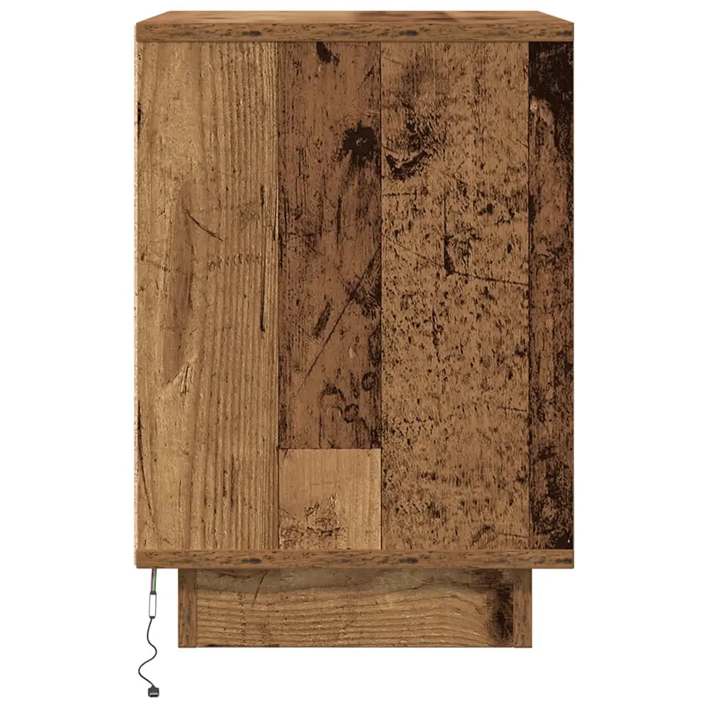 Comodino con Luci LED Legno Antico 38x34x50 cm