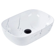 Lavabo da appoggio in ceramica bianca effetto marmo 470 x 340 mm Lavabo da bagno rettangolare stile Glam