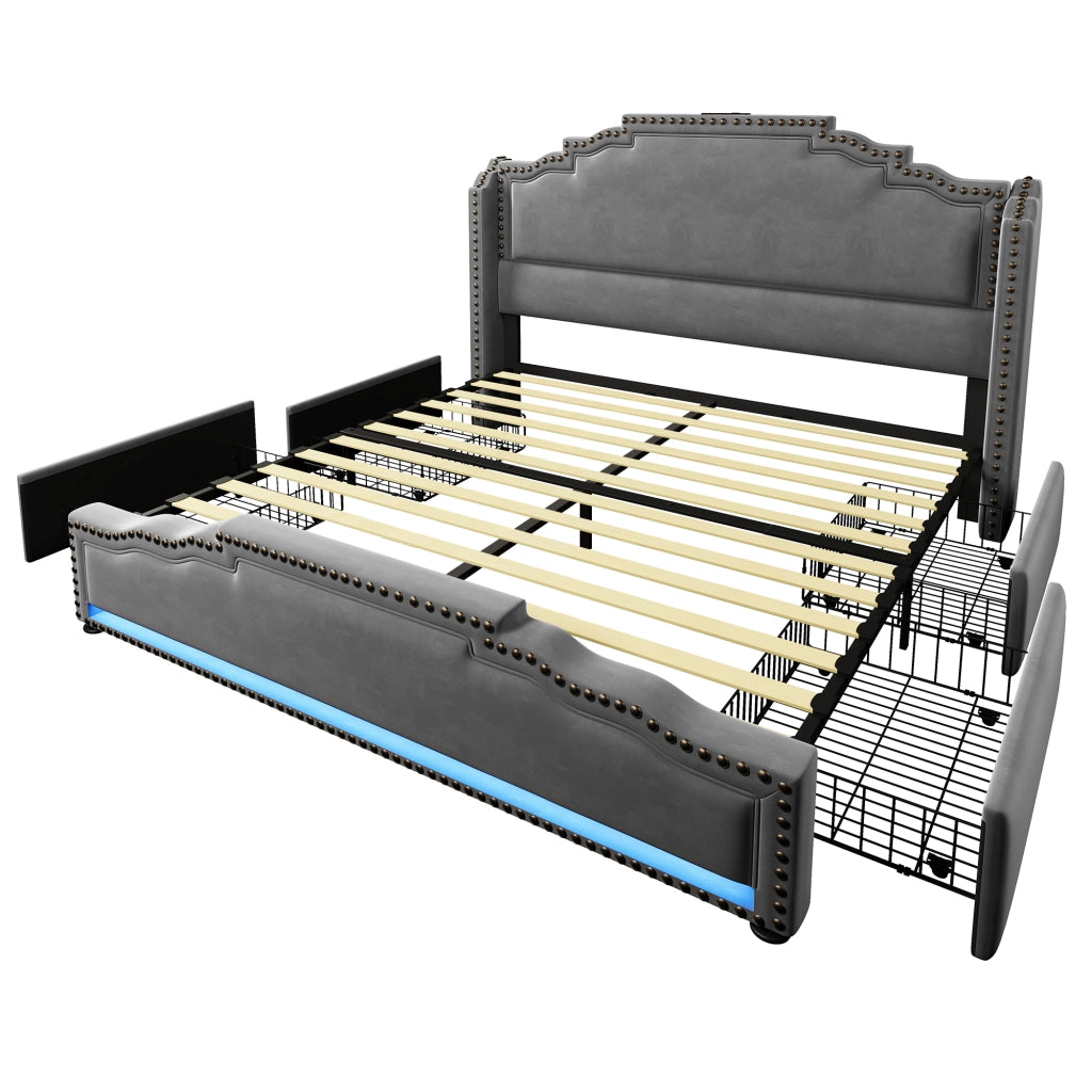 letto imbottito velluto grigio 140 x 200 cm