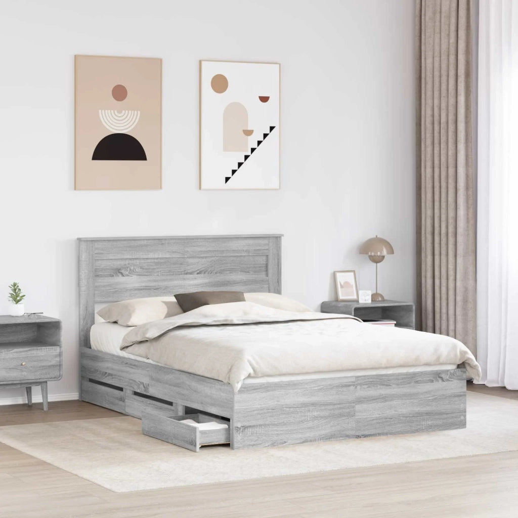 Struttura del letto con cassetto Grigio Sonoma 150 x 200 cm 3409842