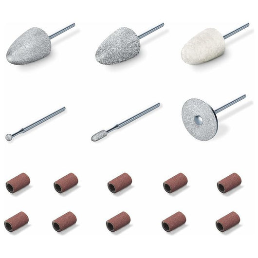 Beurer Set Di Accessori Di Ricambio Compatibile Con Il Dispositivo Mp 52, 6 Accessori Per Manicure E Pedicure In Zaffiro E Feltro, Per Mani E Piedi Curati