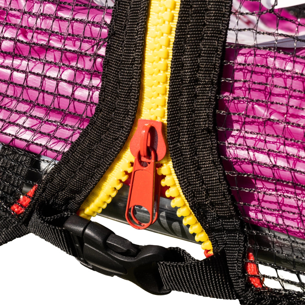 Premium Pack Trampolino 180 cm reversibile rosa/grigio CAIRNS + rete, scala, copertura e kit di ancoraggio