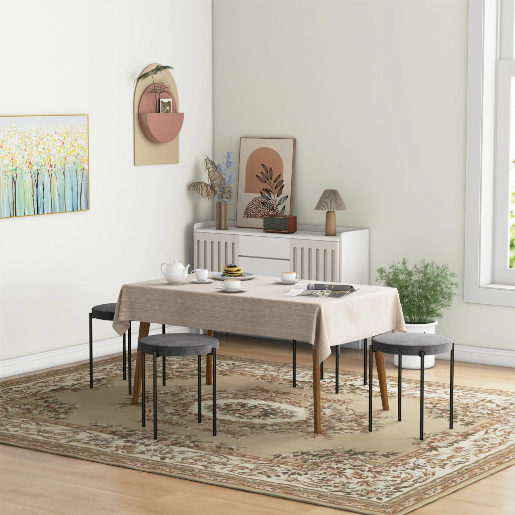 Set di 4 sgabelli da cucina imbottiti in velluto ¨C zephmum ¨C 41,5x41,5x46 cm, grigio scuro