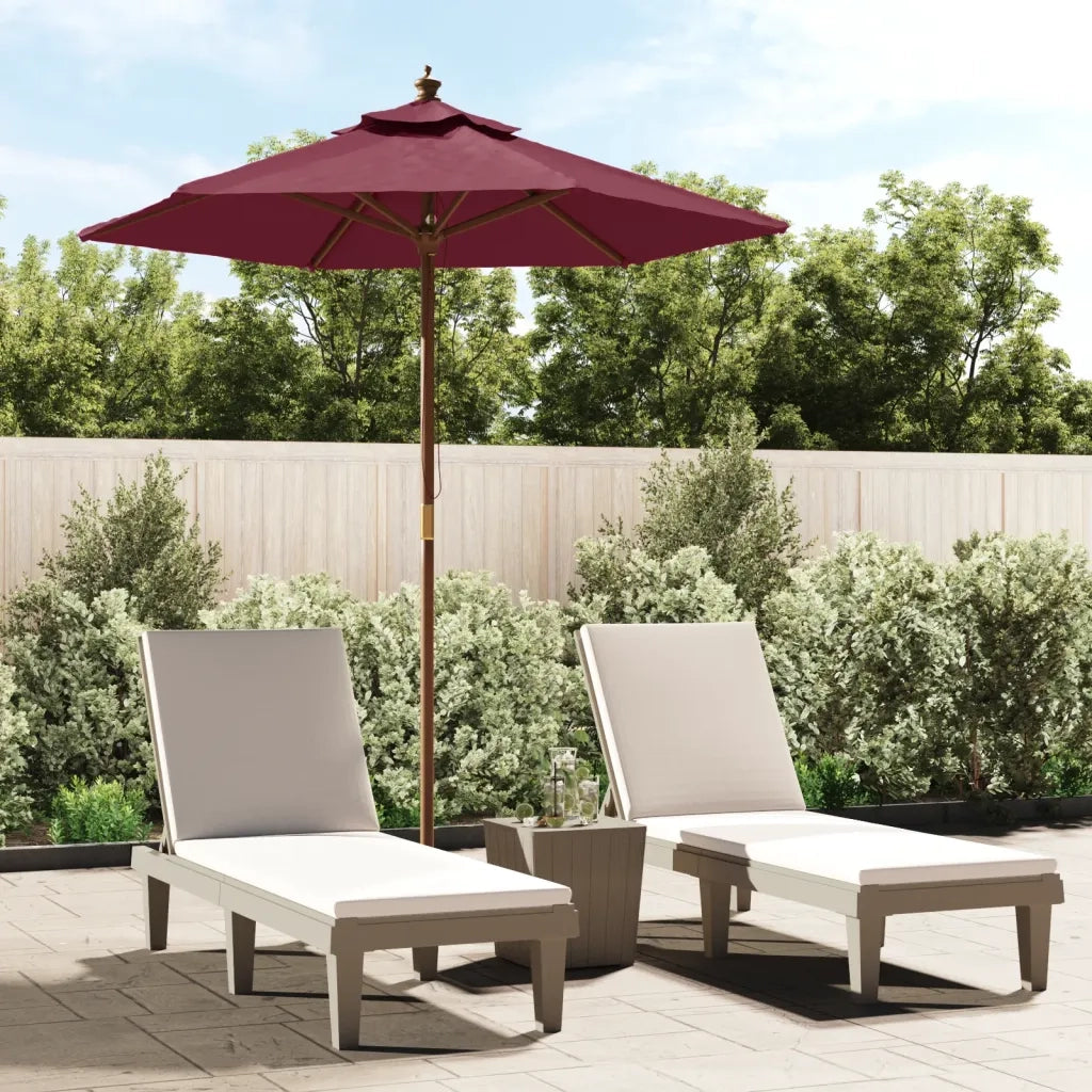 Ombrellone da Giardino con Palo in Legno Bordeaux 196x231 cm 363163