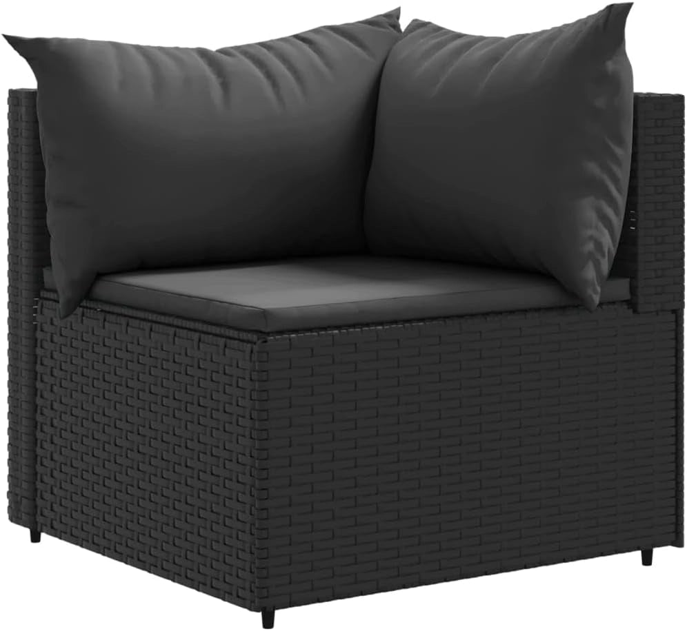 Set da giardino con cuscini 4 pezzi rattan sintetico nero, set giardino, set terrazza, mobili da giardino esterno - 3308075
