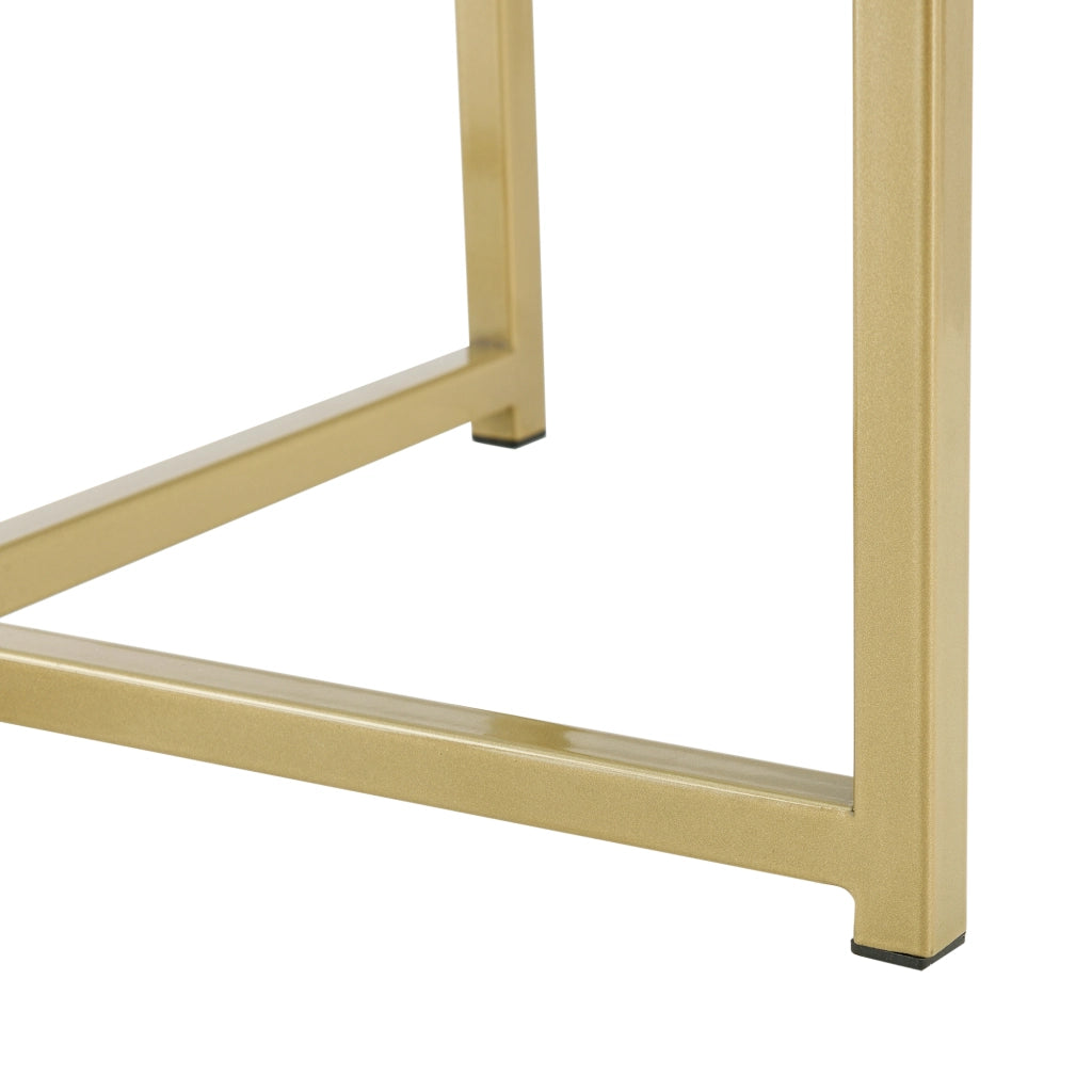 Tavolino da caffè/da Divano - Altezza 42 cm - Tavolino Basso da Salotto/Soggiorno con Piano in Vetro Ø50 cm di Forma Rotonda e Telaio in Metallo Color Oro