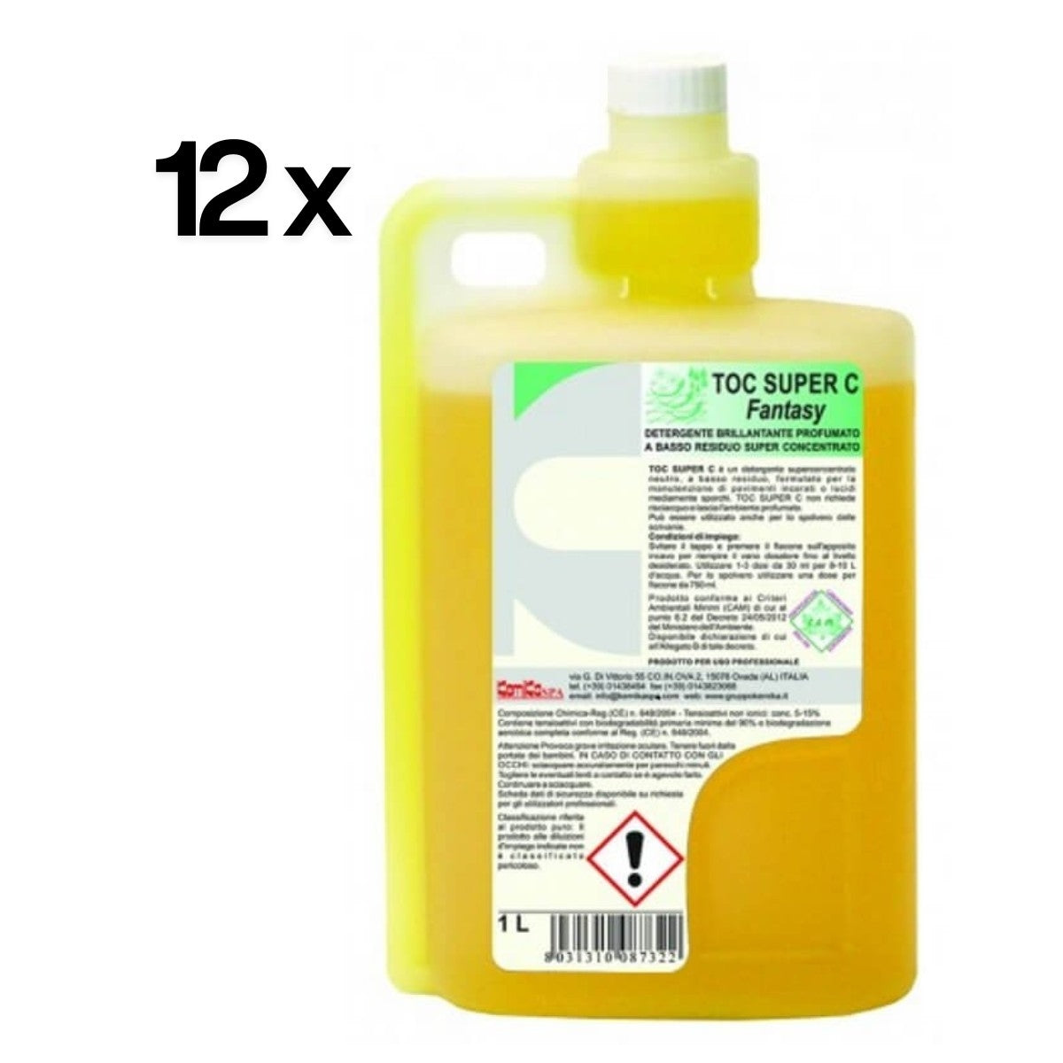 Toc Super C Fantasy 12 Pezzi x 1 L, Detergente Brillantante Basso Residuo Ceramica | Kemika