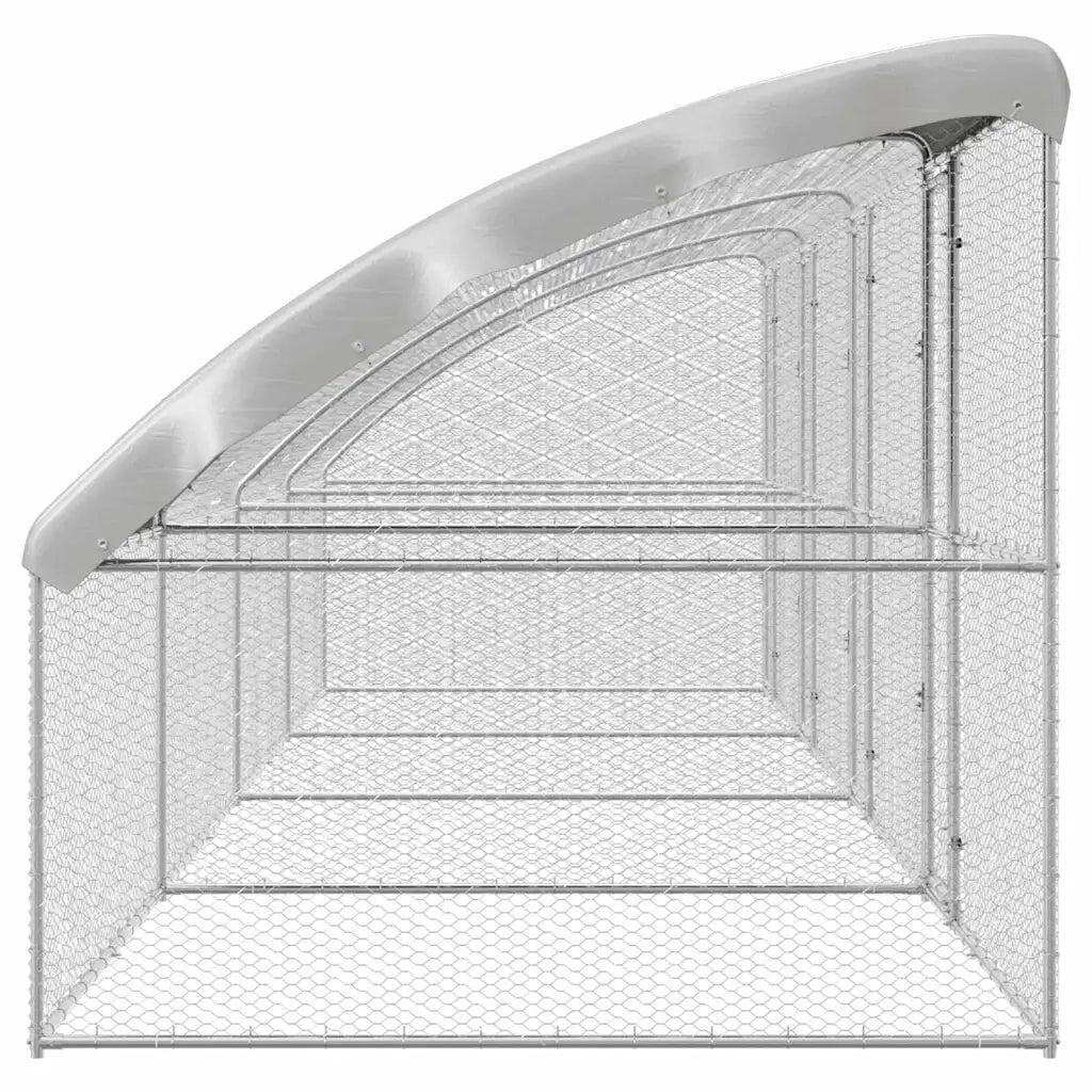 vidaXL Gabbia per polli Argento 800 x 200 x 198.5 cm Acciaio zincato
