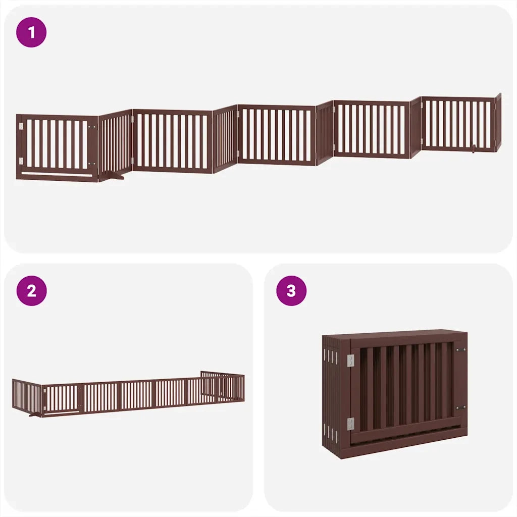 Cancello Cani Porta Pieghevole Marrone 10 Pannelli 800cm Pioppo CFW7642230