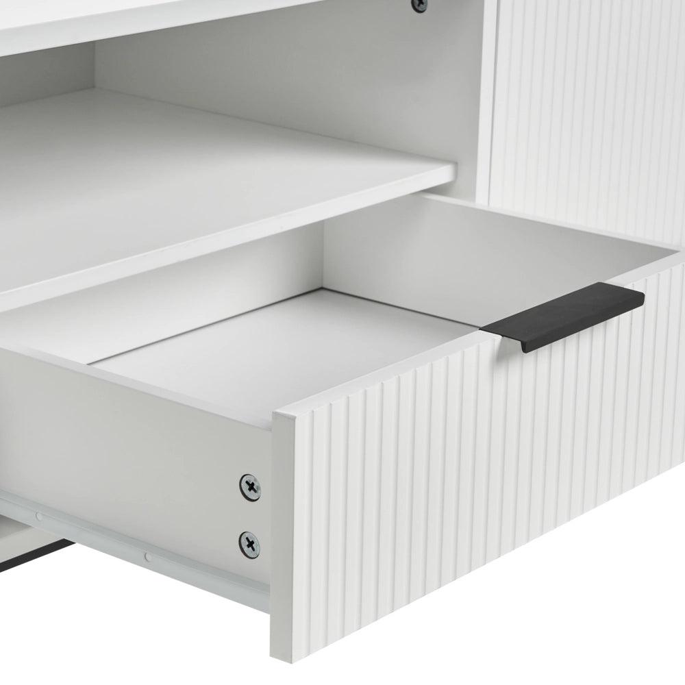 Mobile TV moderno con ante e sistema di gestione dei cavi MDF Gambe in metallo Bianco stile moderno