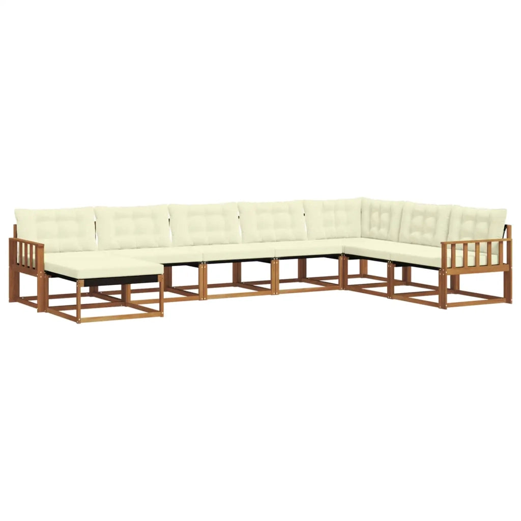 Set di divani da esterno con cuscino 8 pcs Naturale e Crema