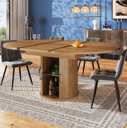 Tavolo da pranzo allungabile 118-158 cm noce con vano contenitore, 6 posti