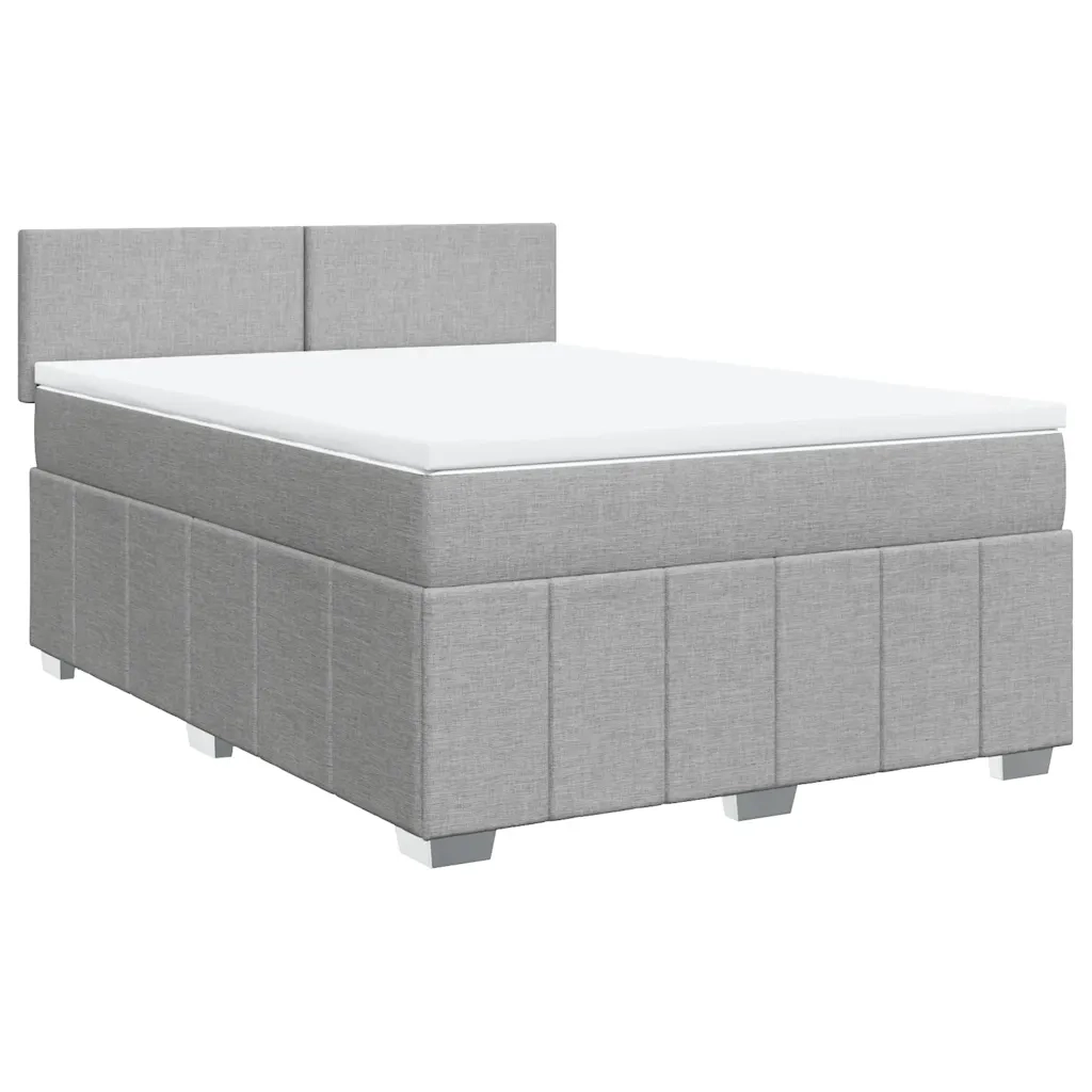 Giroletto a Molle con Materasso Grigio Chiaro 140x200cm Tessuto
