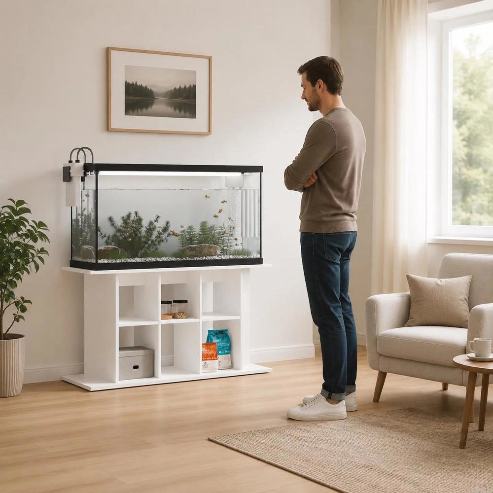 Aquarium Stand White 120x40x60 Cm Wood Composite
