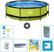 Piscina Rond con Cornice Lime - 300 x 76 cm - Compresa Pompa Copertura - Kit Manutenzione - Gres Porcellanato - 7 pezzi