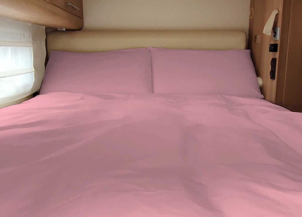 Completo Lenzuola Camper Roulotte 100% Cotone PERSONALIZZABILE Tinta Unita - Singolo - Rosa