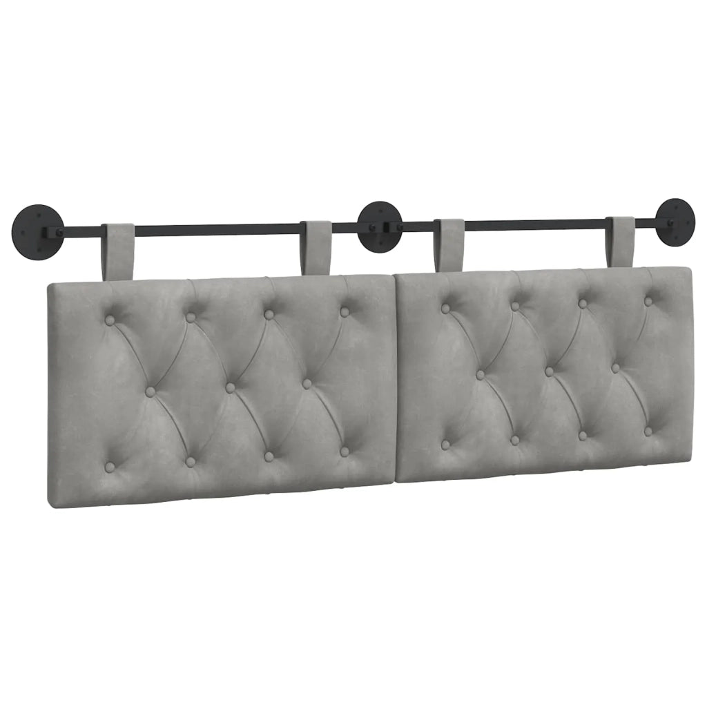 Testiera sospesa Con luce LED Grigio Chiaro Velluto