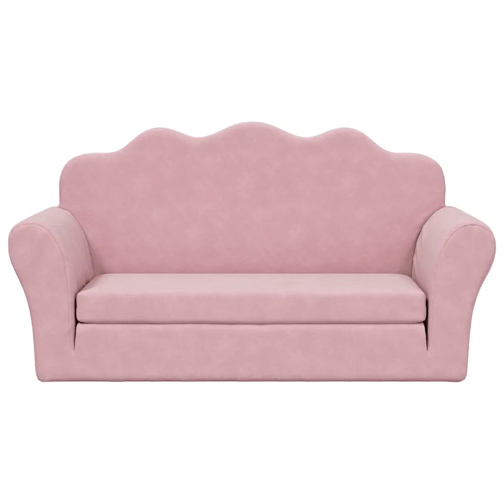 Divano Letto per Bambini a 2 Posti-Sofa Letto-Daybed-Divanetto Rosa in Morbido Peluche 204095