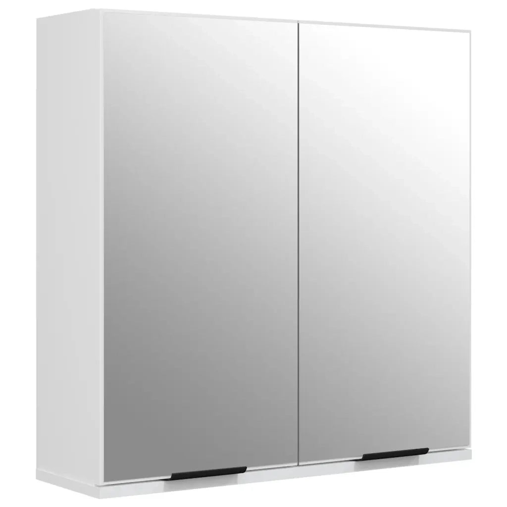 Armadietto a Specchio da Bagno-Mobile bagno con specchio Bianco 64x20x67 cm