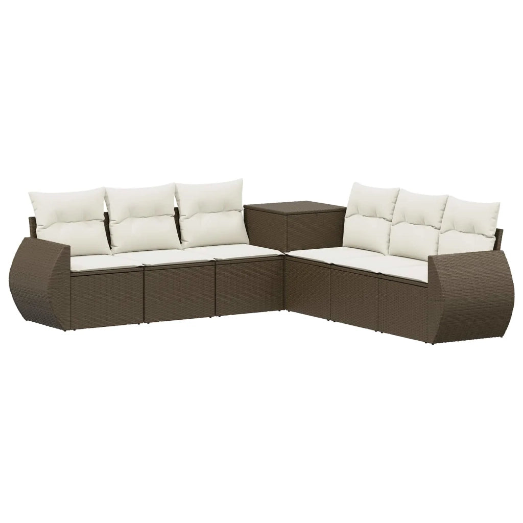 Set di divani 7 pz Marrone e Bianco Crema 3448820