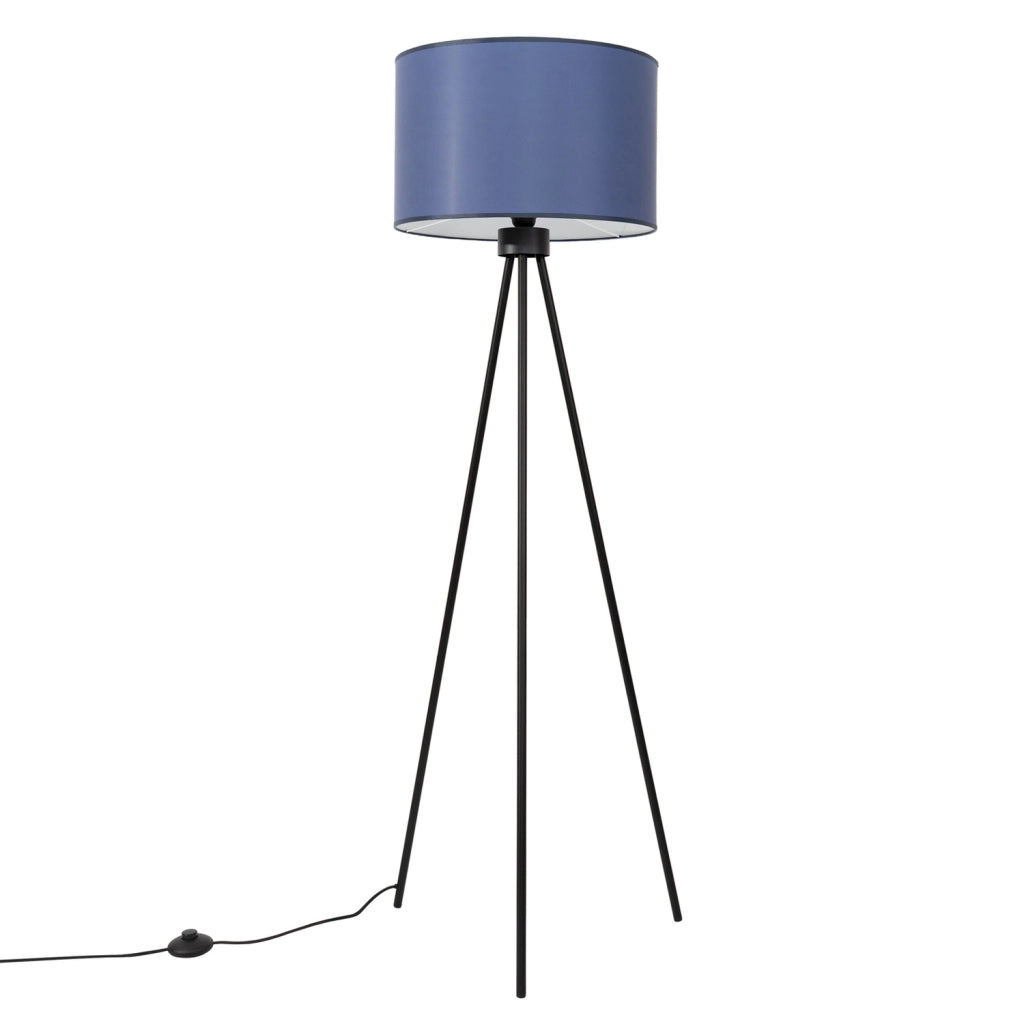 Lampada da terra treppiede paralume blu E27 Purela