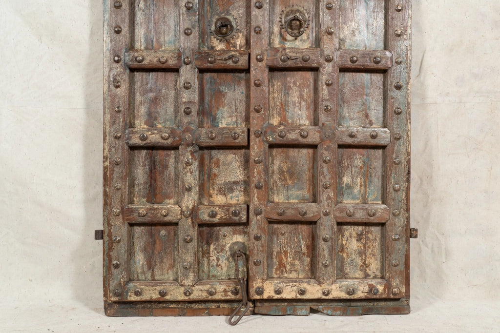 Biscottini Porta portone in legno massello e ferro da interno o da esterno vecchia e antica medievale scorrevole