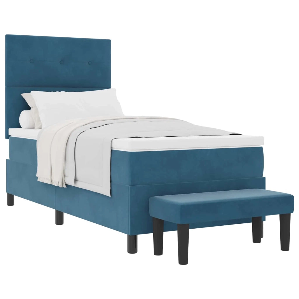 Letto a molle con materasso Blu scuro 100 x 200 cm Velluto