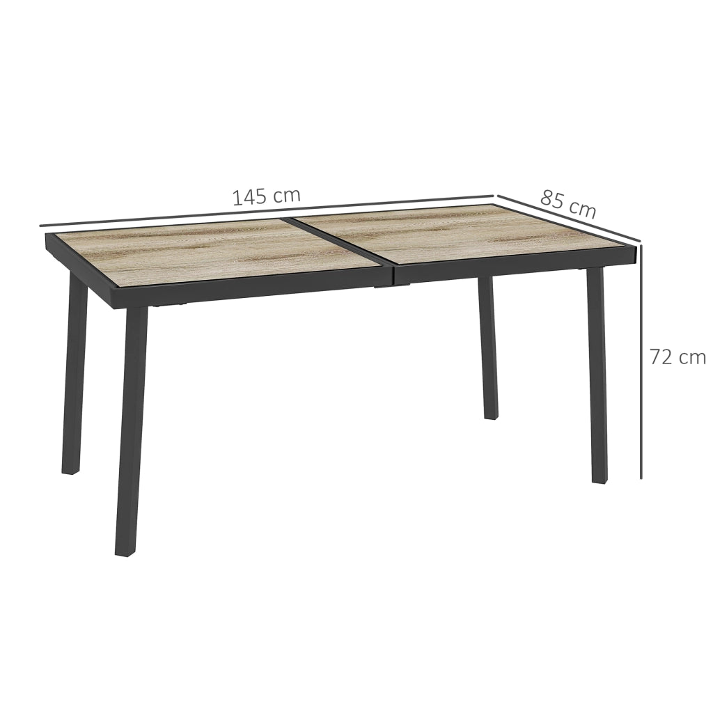 TAVOLO DA GIARDINO 145 x 85 cm Grigio in Acciaio e Plastica per 6 Persone