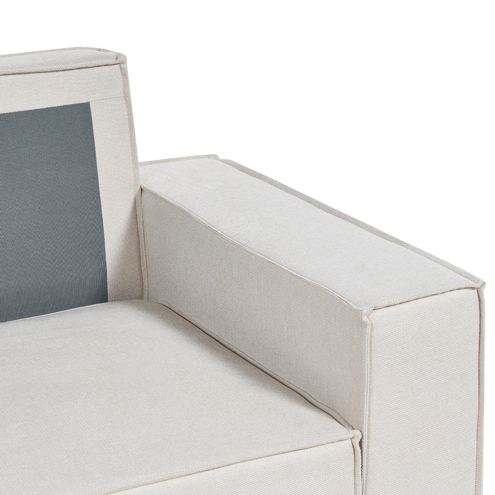 Divano letto angolare a destra Beige Tessuto poliestere imbottito 3 posti a L con cuscini Funzione letto Stile moderno Soggiorno