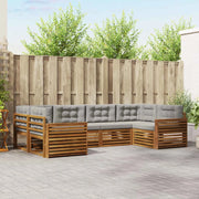 Set di divani da esterno 6 pcs Grigio Naturale e Chiaro