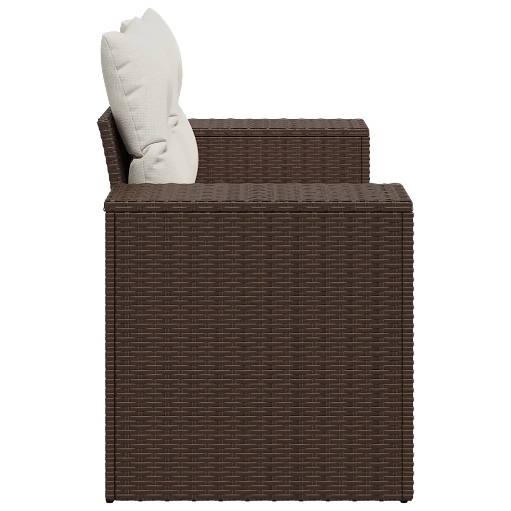 Divano da Giardino a 2 Posti con Cuscini-Sofa da Giardino-Divano da esterno in Polyrattan Marrone 588489