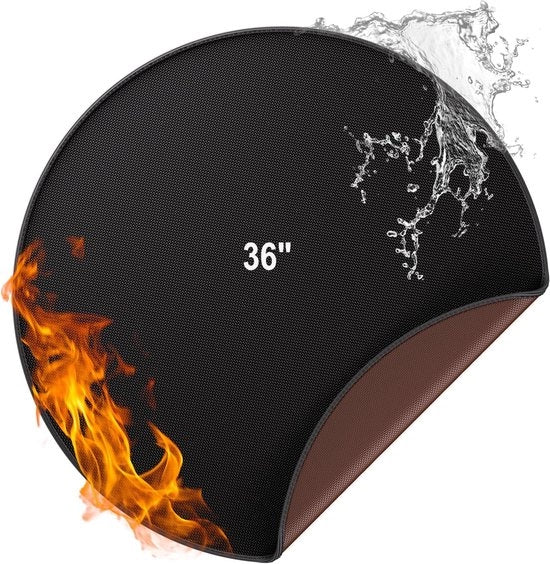 Tappeto di protezione contro il calore, tappeto di protezione contro le fiamme, 91 cm, per barbecue, grillmat per pavimento, terrazza, soffitto, prato, ripiegabile tappeto impermeabile per fuochi da giardino